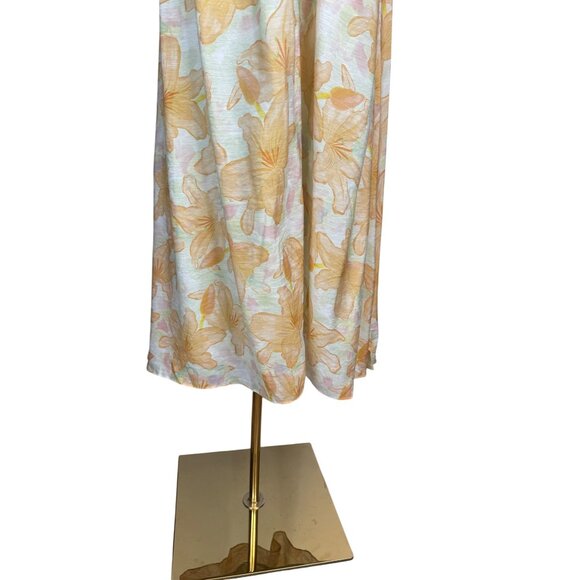 NWT ASTR XL The Label Orange Tropical Maxi Dress Puff Sleeves & Tie Front - Picture 16 of 16